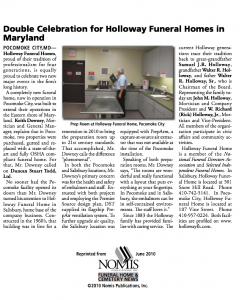 DOUBLE CELEBRATION FOR HOLLOWAY FUNERAL HOMES IN MARYLAND