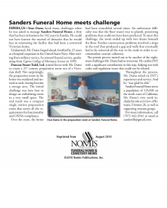 SANDERS FUNERAL HOME MEETS CHALLENGE