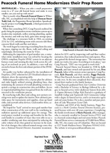 PEACOCK FUNERAL HOME MODERNIZES THEIR PREP ROOM